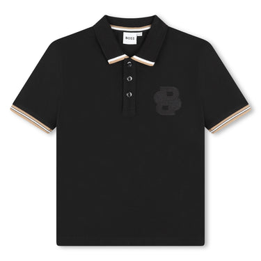 BOSS playera polo para niño y adolescente manga corta color negro